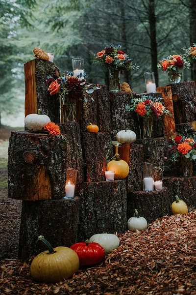 decoration mariage automne rondin de bois